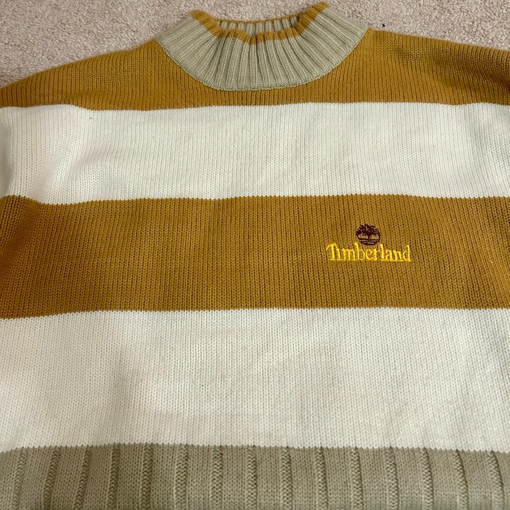 Timberland Men's Crewneck Sweater - Mustard, White, and Gray